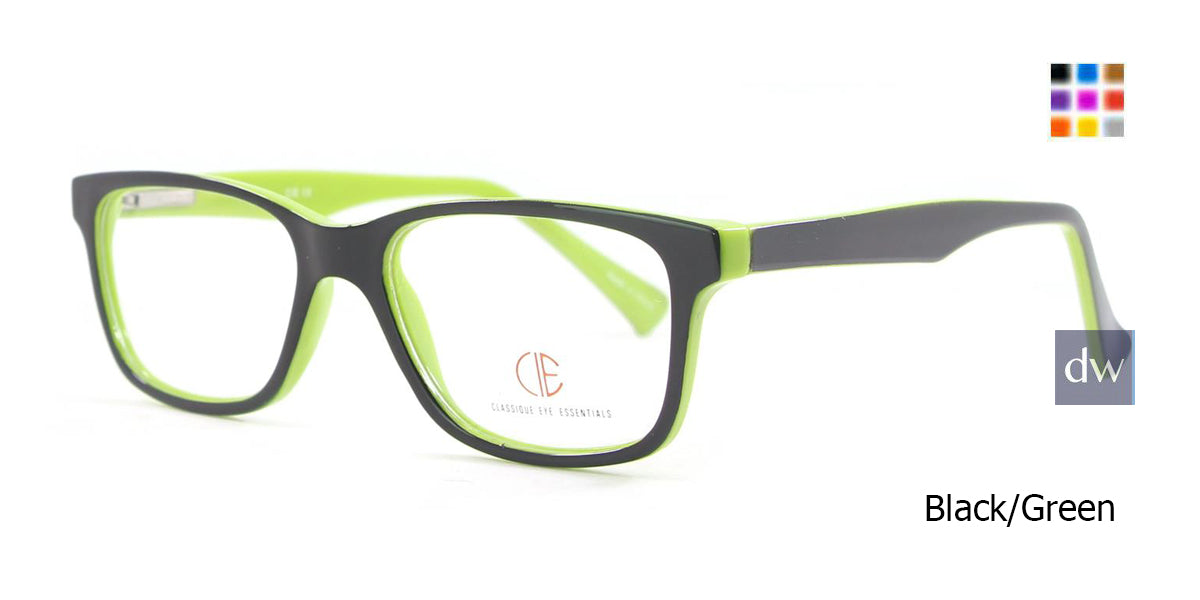 Black/Green CIE SEC501 Eyeglasses -Teenager.