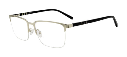 Jones New York VJOM379 Rectangle Eyeglasses in Silver — men's semi-rimless metal frame
