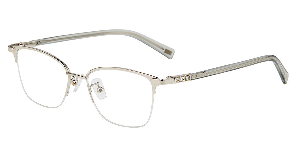 Jones New York VJOP156 Cat Eye Eyeglasses in Silver — women's semi-rimless metal frame
