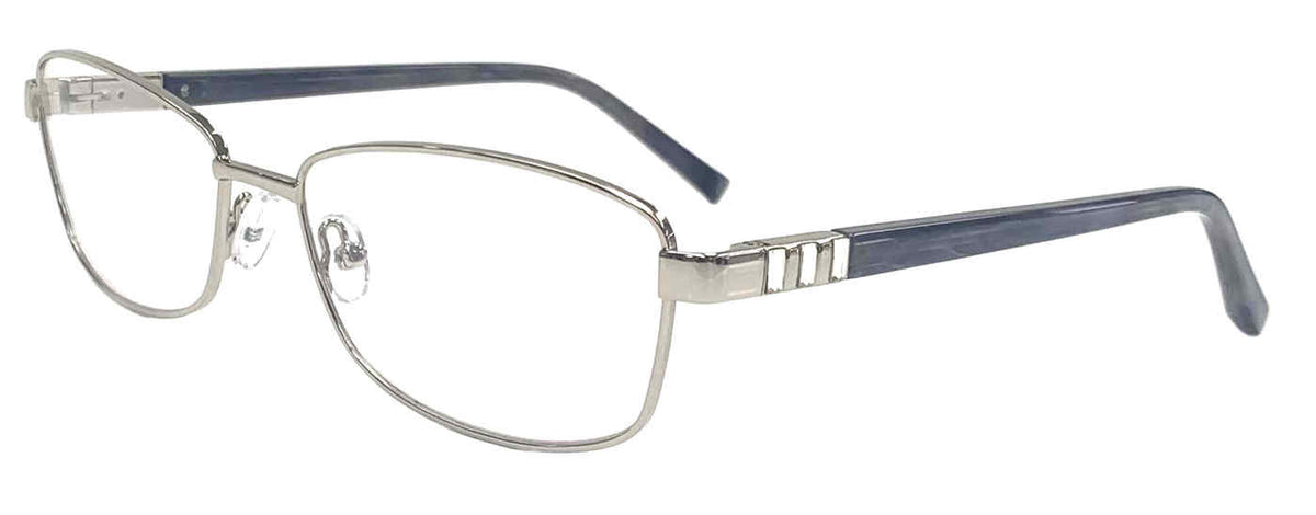 Jones New York VJON502 Modified Oval Eyeglasses in Silver — women's full metal frame
