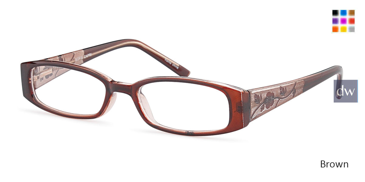 Brown Capri Traditional Plastics Sofia Eyeglasses.