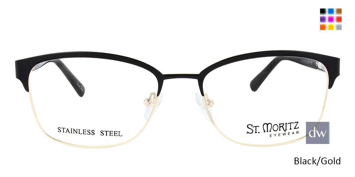 Black/Gold ST. MORITZ Cherie Eyeglasses.