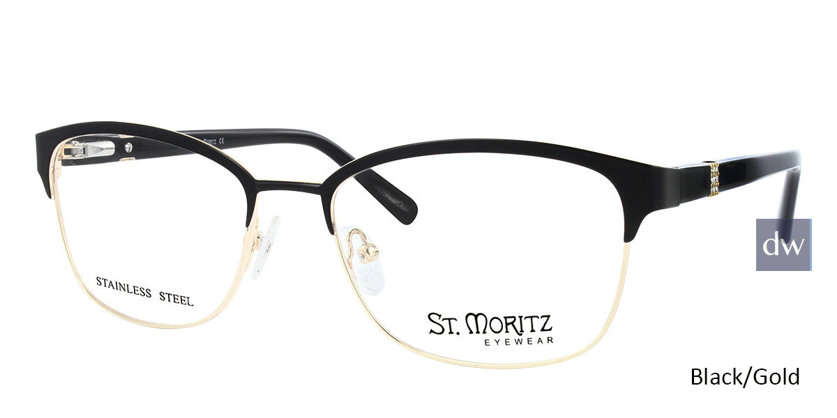 Black/Gold ST. MORITZ Cherie Eyeglasses.