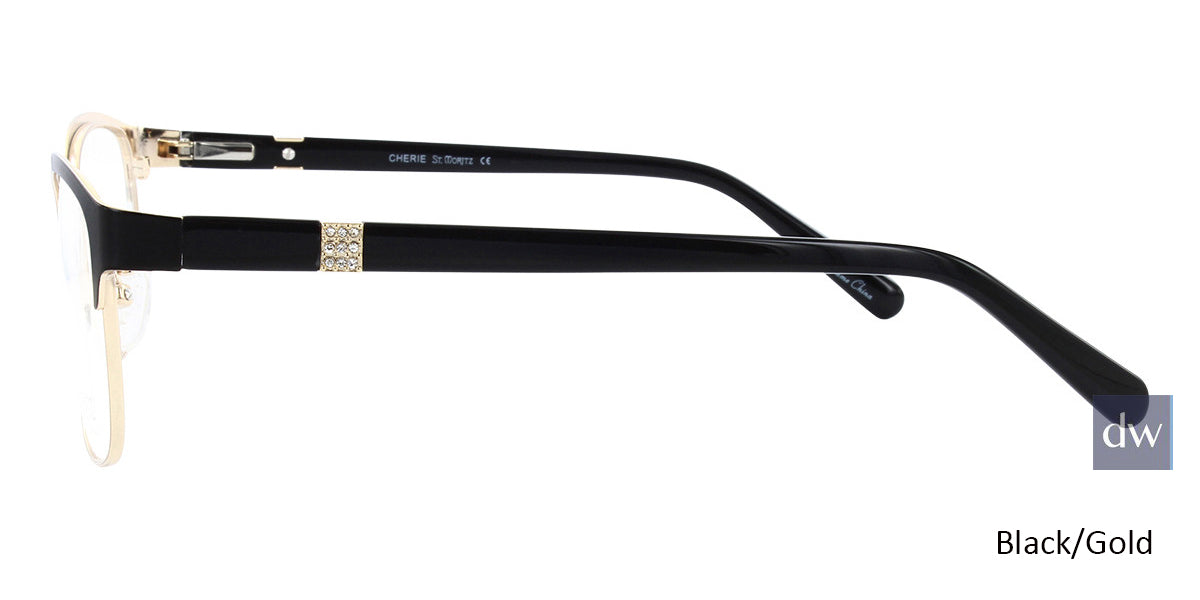 Black/Gold ST. MORITZ Cherie Eyeglasses.