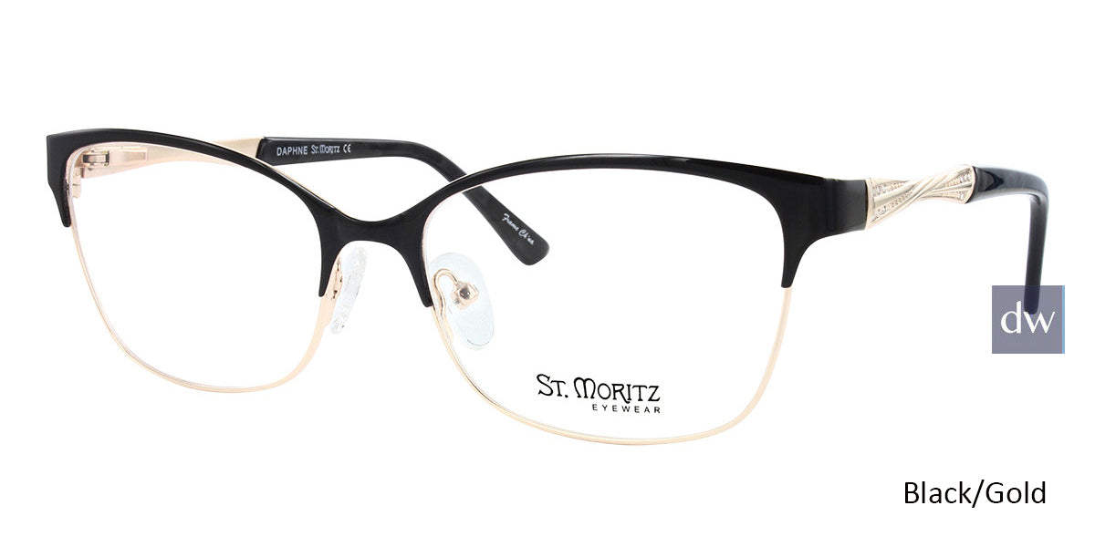 Black/Gold ST. MORITZ Daphne Eyeglasses.