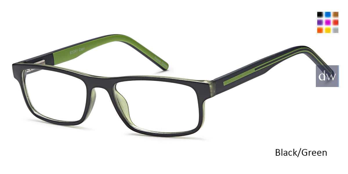 Black Green Capri Millennial Story Eyeglasses - Teenager.