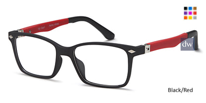Black/Red Capri Trendy T33 Eyeglasses - Teenager