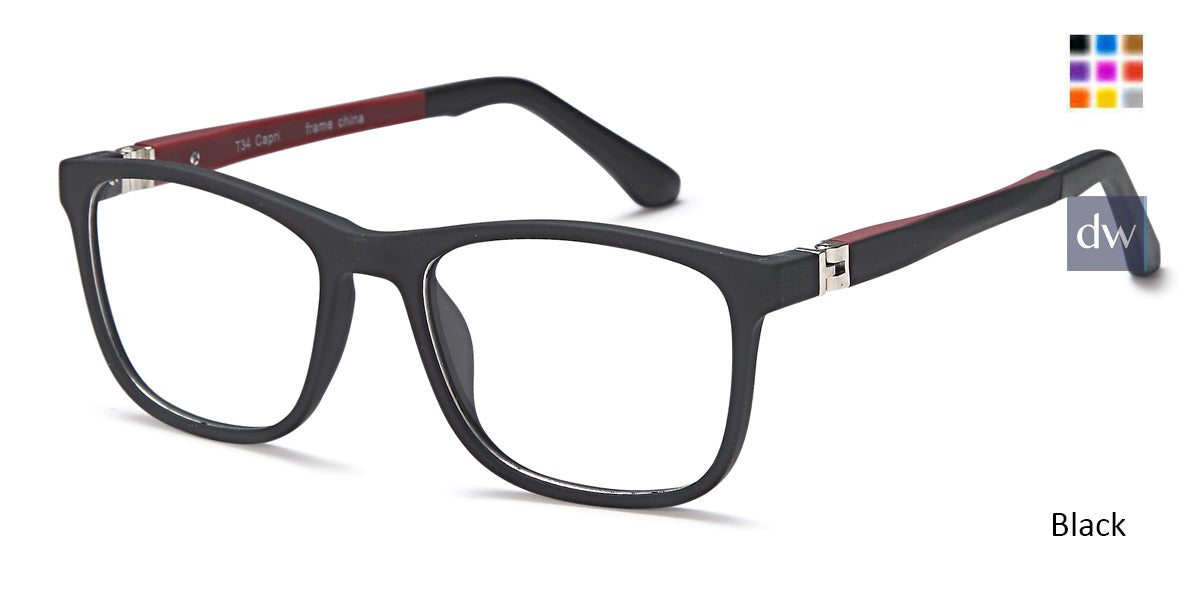 Black Capri Trendy T34 Eyeglasses - Teenager