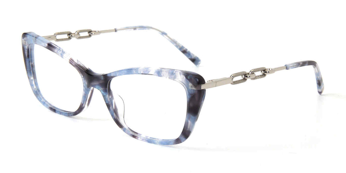 Jones New York VJON795 Cat Eye Eyeglasses in Teal — women's full acetate front with metal temples
