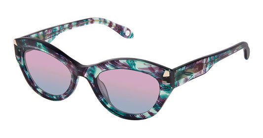 FYSH F-2147 Modified Oval Sunglasses in Turquoise Eggplant — women's full acetate frame with saddle bridge
