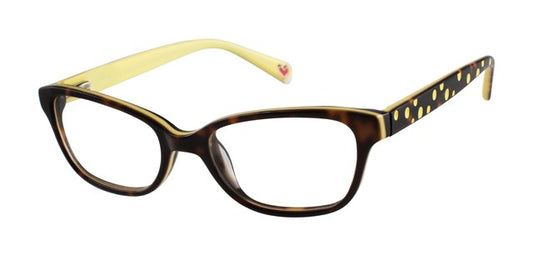 Lulu Guinness LK006 Soft Rectangle Eyeglasses in Tortoise Yellow — girls' full acetate frame
