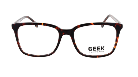 GEEK Eyewear WONDER Rectangle Eyeglasses in Shiny Tortoise — polished men's full acetate frame
