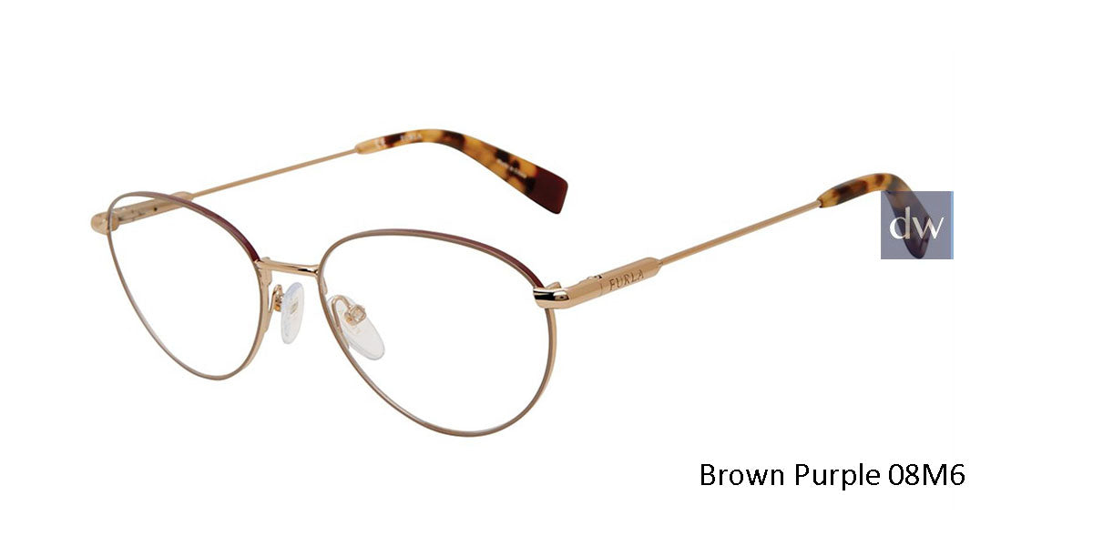 Brown Purple 08M6 Furla VFU302 Eyeglasses.