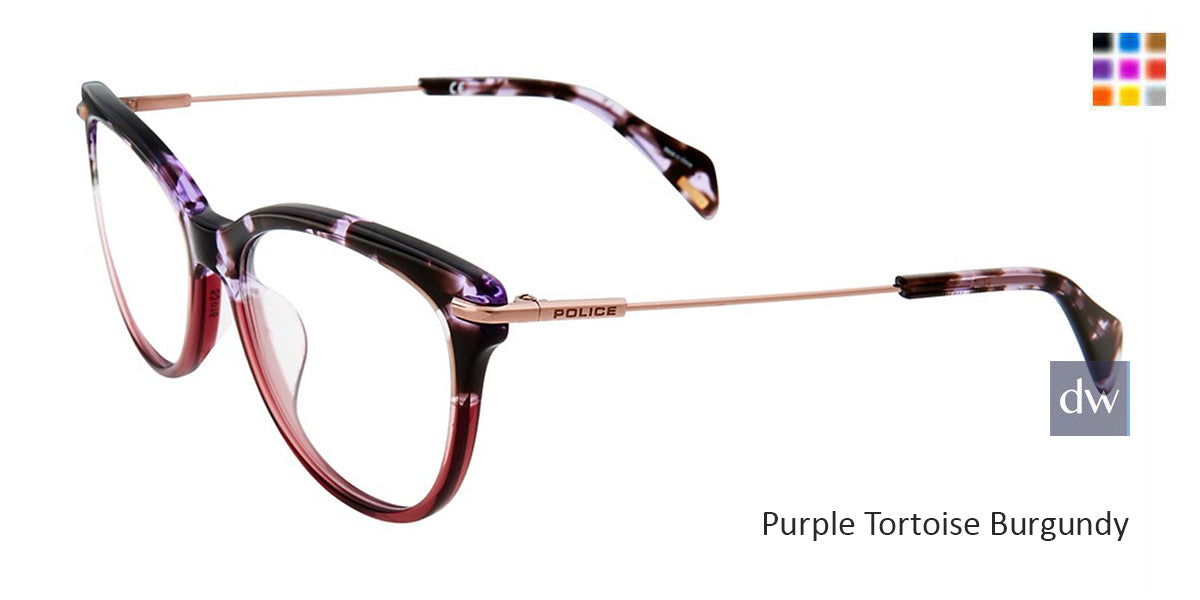 purple Tortoise Burgundy Police VPL505 Eyeglasses.