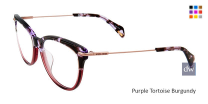 purple Tortoise Burgundy Police VPL505 Eyeglasses.