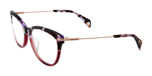 purple Tortoise Burgundy Police VPL505 Eyeglasses.