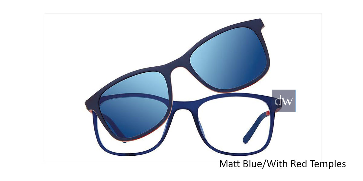 Matt Blue/With Red Temples Vivid Collection Vivid 6016 Eyeglasses - Teenager.