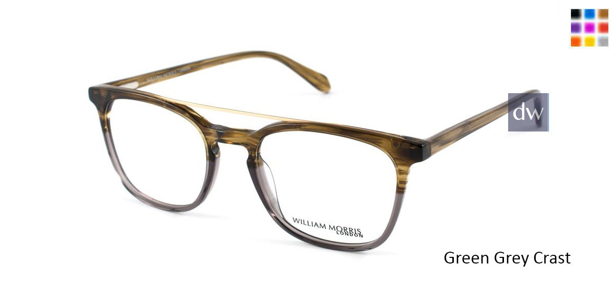Green Grey Crystal William Morris London WM50082 Eyeglasses.