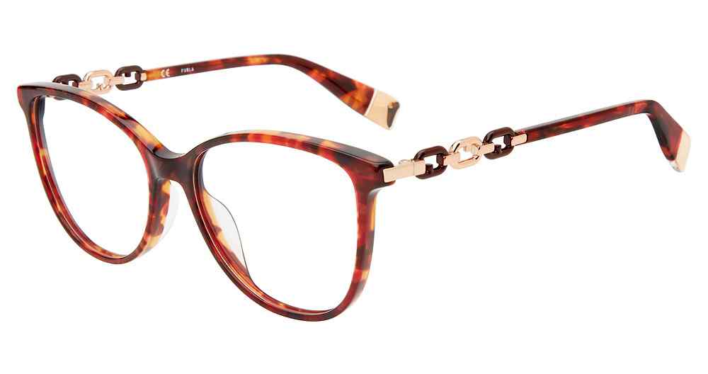 Burgundy:
Furla VFU541 Butterfly Eyeglasses in Burgundy — women's full plastic frame, single bridge, no visible hinges

