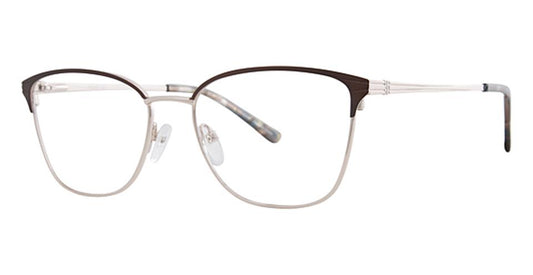 Vivid 405 Soft Square Eyeglasses in Brown — women's full metal frame with subtle cat eye lift
