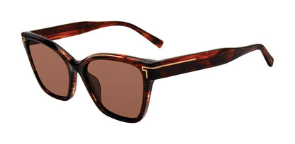 Brown Smoke:
TUMI STU512 Square Sunglasses in Brown Smoke — women's full-rim acetate frame with sculpted temples and silver-tone linear accents

