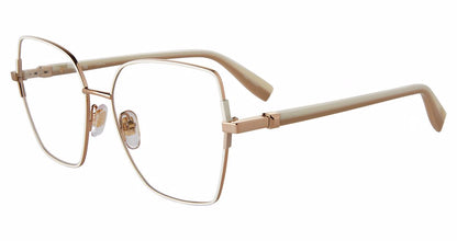 Copper Gold:
Furla VFU726 Geometric Eyeglasses in Copper Gold — women's full metal frame, spring hinges, prescription-ready
