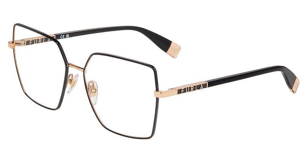 Copper Gold w/ Color Parts:
Furla VFU875 Square Eyeglasses in Copper Gold w/ Color Parts — women's full metal frame, spring hinges, prescription-ready
