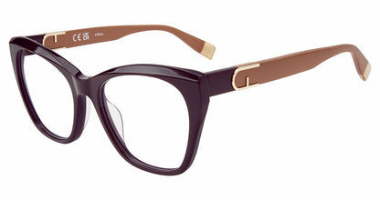 Full Bordeaux:
Furla VFU825V Cat Eye Eyeglasses in Full Bordeaux — women's full plastic frame, no hinges, prescription-ready
