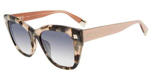 Grey:
Furla SFU534 Butterfly Sunglasses in Grey — women's full acetate frame, single bridge
