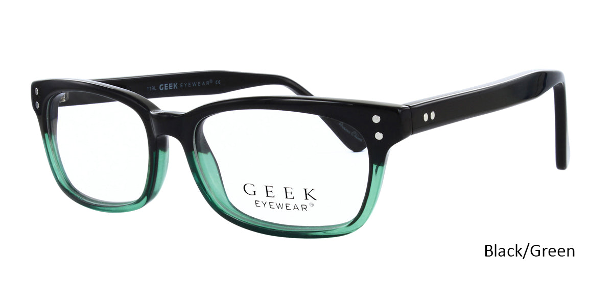 Black/Green GEEK 119 L Eyeglasses - Teenager