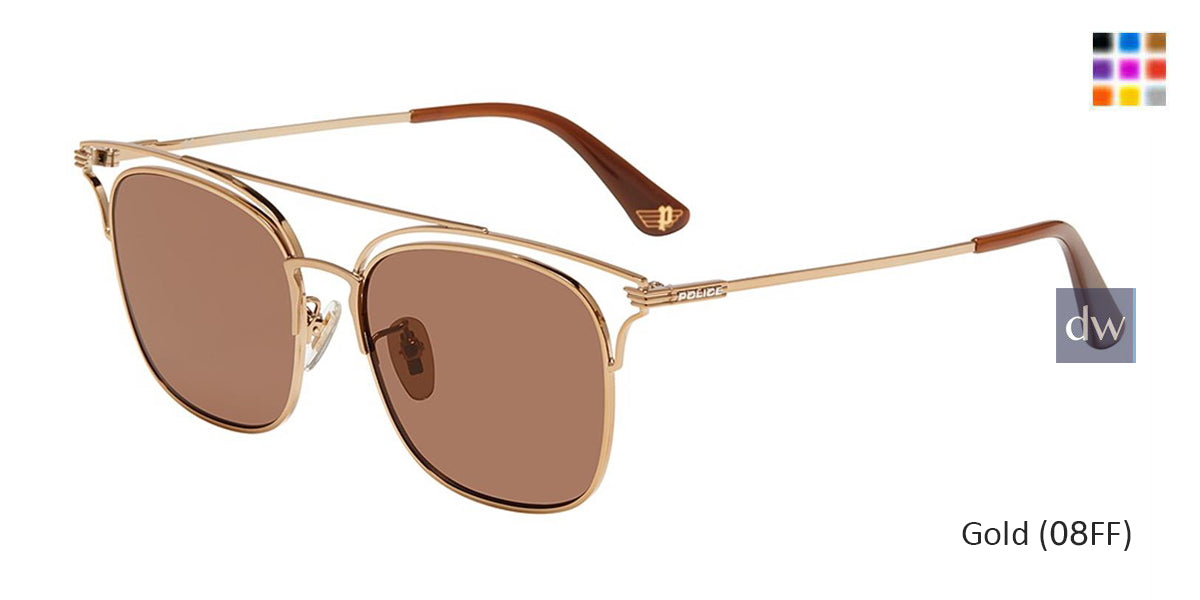 Gold (08FF) Police SPL575 Sunglasses.