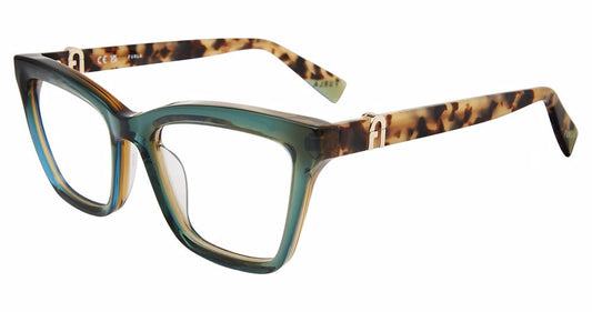 Green Yellow:
Furla VFU763 Square Eyeglasses in Green Yellow — women's full rim frame, no hinges, prescription-ready
