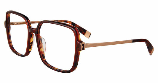 Havana Brown Horn:
Furla VFU632 Square Eyeglasses in Havana Brown Horn — women's full plastic frame, single bridge, prescription-ready
