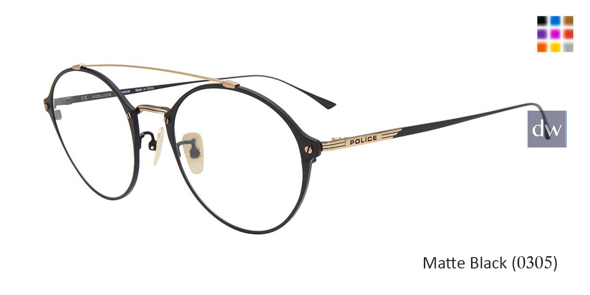 Matte Black(0305) Police VPL991 Eyeglasses.