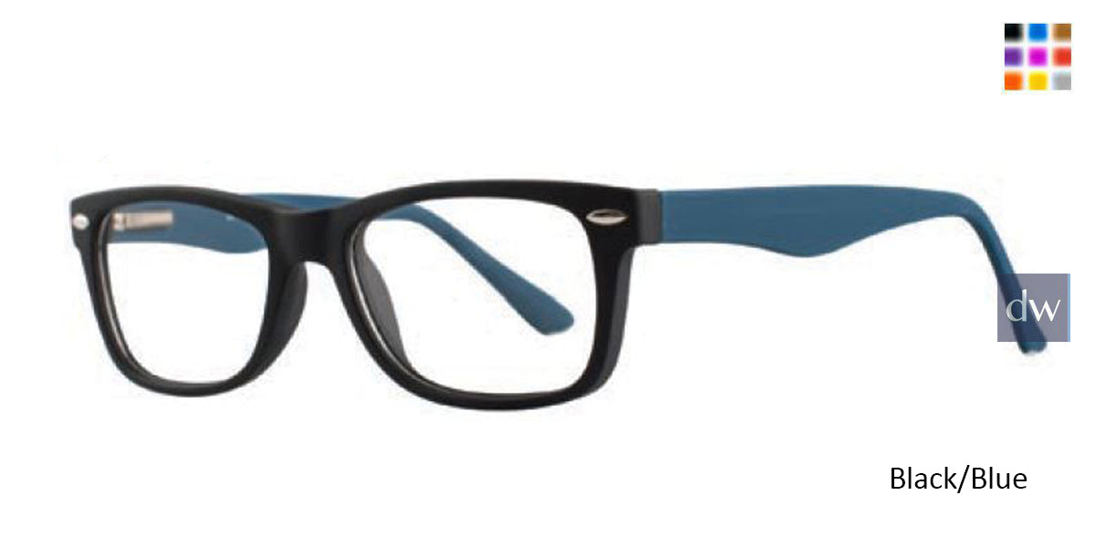 Black/Blue Affordable Designs Quinn Eyeglasses.
