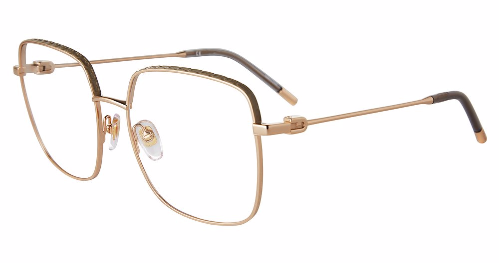 Rose Gold:
Furla VFU638 Square Eyeglasses in Rose Gold — women's full frame, no hinges, prescription-ready
