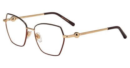 Rose Gold with Brown:
Furla VFU871 Geometric Eyeglasses in Rose Gold with Brown — women's full metal frame, spring hinges, prescription-ready
