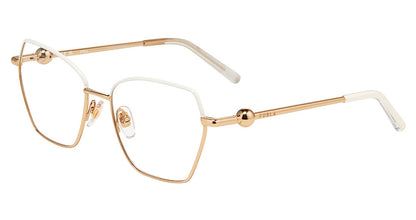 Rose Gold with Ivory:
Furla VFU871 Geometric Eyeglasses in Rose Gold with Ivory — women's full metal frame, spring hinges, prescription-ready
