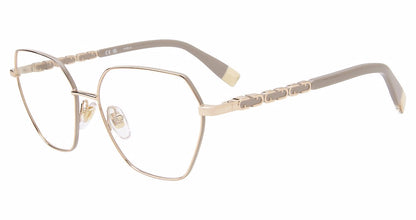 Shiny Copper Gold w/ Color Points:
Furla VFU834 Butterfly Eyeglasses in Shiny Copper Gold — women's full metal frame, spring hinges, prescription-ready
