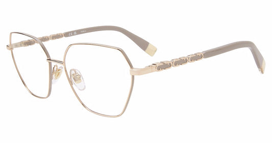 Shiny Copper Gold w/ Color Points:
Furla VFU834 Butterfly Eyeglasses in Shiny Copper Gold — women's full metal frame, spring hinges, prescription-ready
