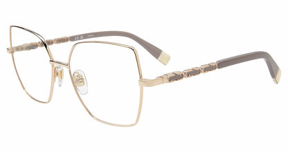 Shiny Copper Gold:
Furla VFU835 Square Eyeglasses in Shiny Copper Gold — women's full metal frame, spring hinges, prescription-ready
