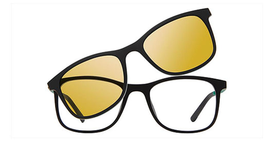 Matt Black/With Green Temples Vivid Collection Vivid 6016 Eyeglasses - Teenager.