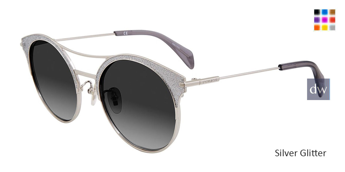 Silver Glitter Police SPL500E Sunglasses.