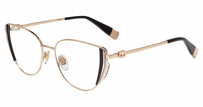 Shiny Rose Gold:
Furla VFU771V Butterfly Eyeglasses in Shiny Rose Gold — women's full metal frame, no hinges, prescription-ready
