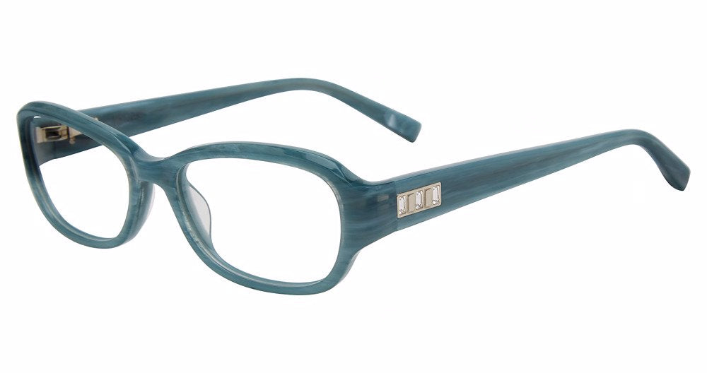 Jones New York VJON791 Modified Oval Eyeglasses in Teal — women's full acetate frame
