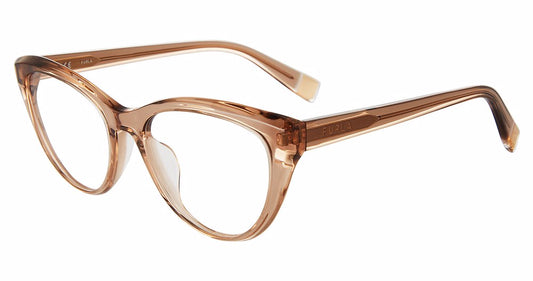 Tobacco:
Furla VFU643V Butterfly Eyeglasses in Tobacco — women's full plastic frame, no hinges, prescription-ready

