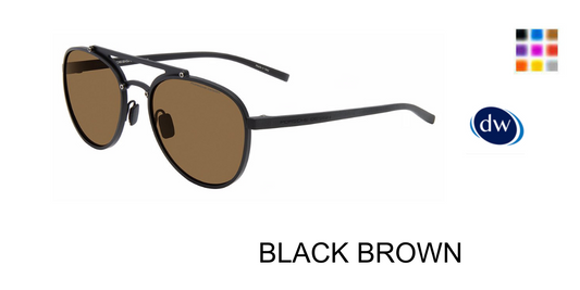 Porsche Design P8972 Round Sunglasses in Black Brown — unisex full metal frame with spring hinge
