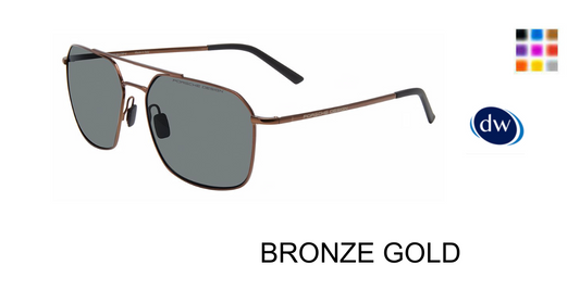 Porsche Design P8970 Square Sunglasses in Bronze Gold — men's full metal frame no-hinge polarized
