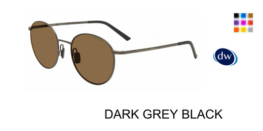 Porsche Design P8969 Round Sunglasses in Dark Grey Black — unisex full metal frame no-hinge
