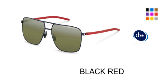 Porsche Design P8963 Square Eyeglasses in Black-Red — men's full metal frame
